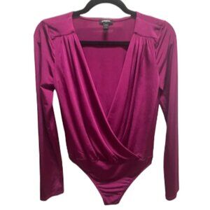Express Fuchsia Bodysuit Long Sleeve Blouse Size Large NWOT